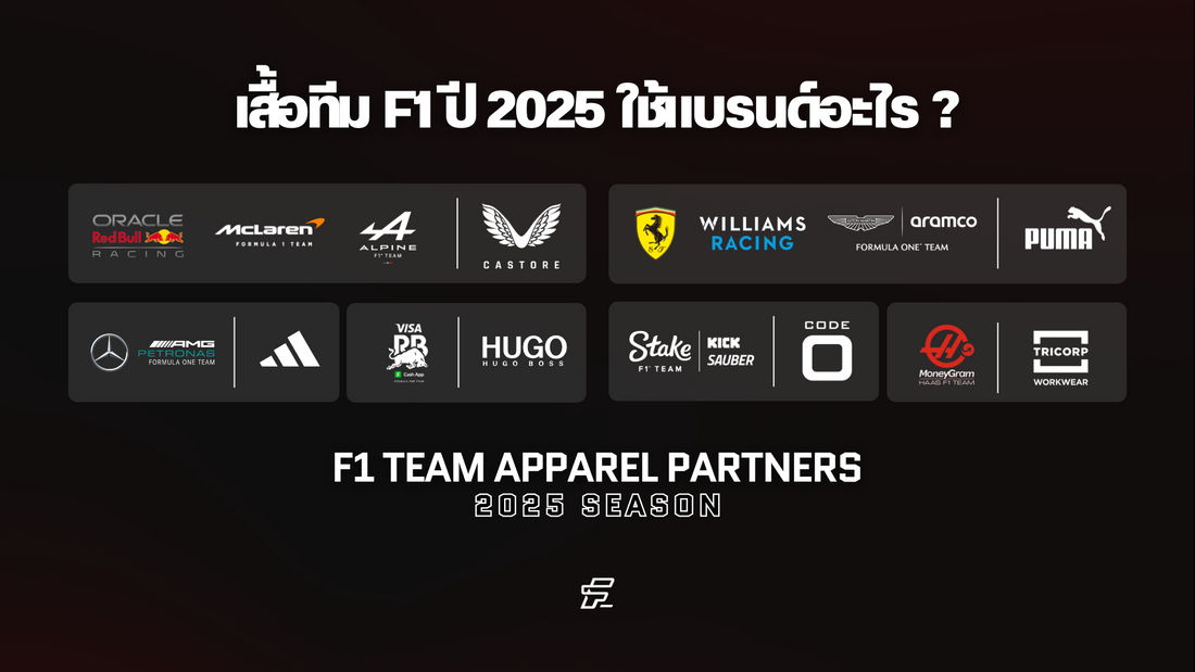 เสื้อทีม F1 ปี 2025 แบรนด์อะไร ?