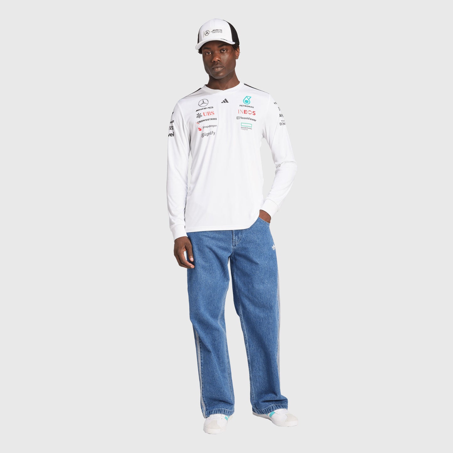 Mercedes-AMG F1 2025 Long Sleeve Driver Jersey - White