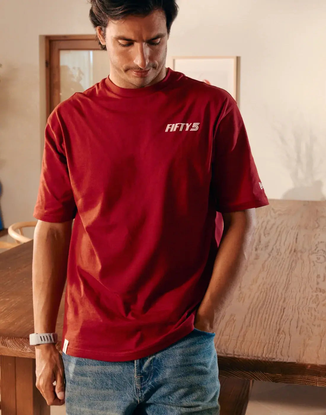 TEAM FIFTY5 Madrid Oversized Tee - Dark Red